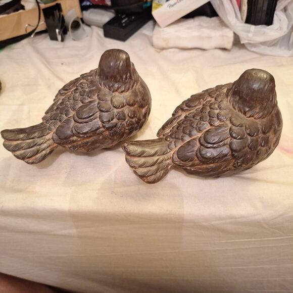 2 Ceramic Dove Sculptures Bird Brown COTTEGECORE A Few Minor Chips See Pics - Picture 3 of 7